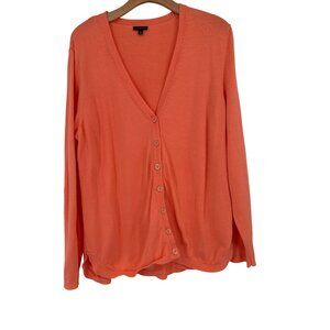 Talbots Womens  size XL Orange Cotton Cardigan Sweater Buttons